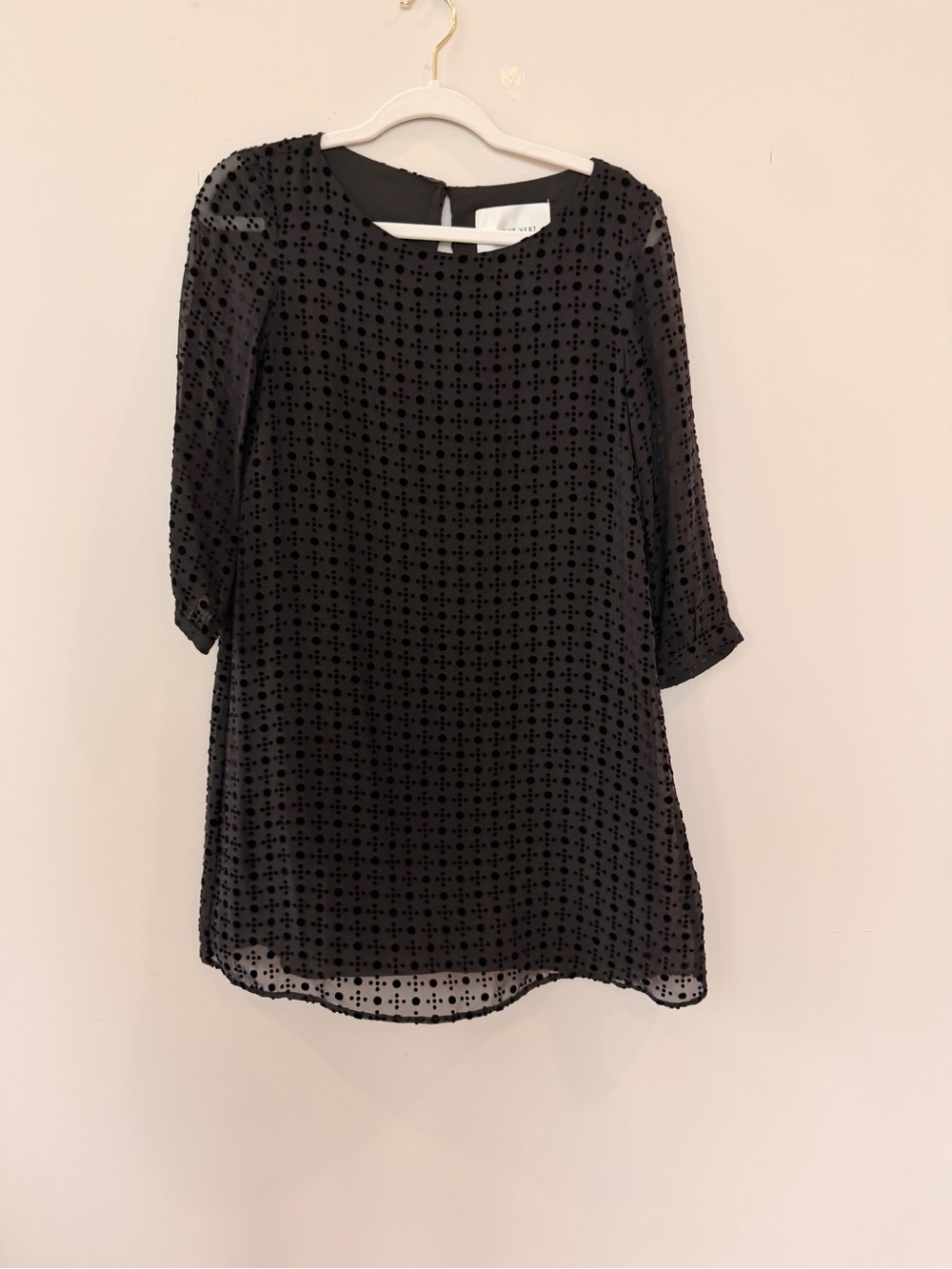 Amour Vert Black Velvet Dot Sheer Blouse
